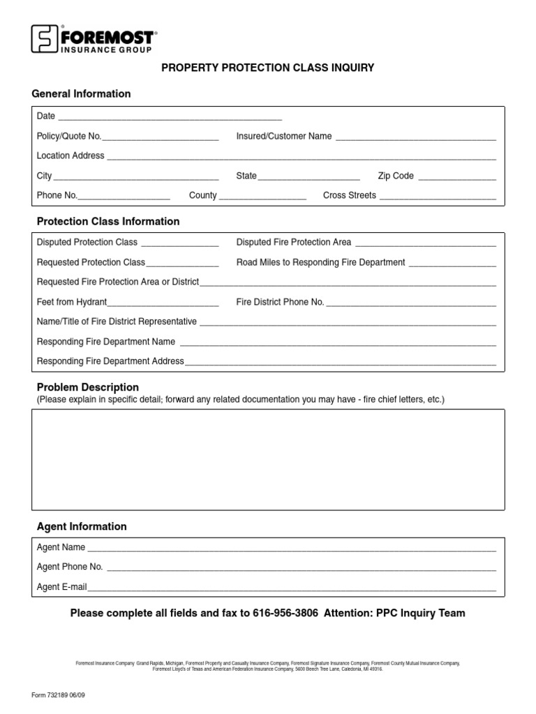 Property Protection Class Inquiry Form | PDF