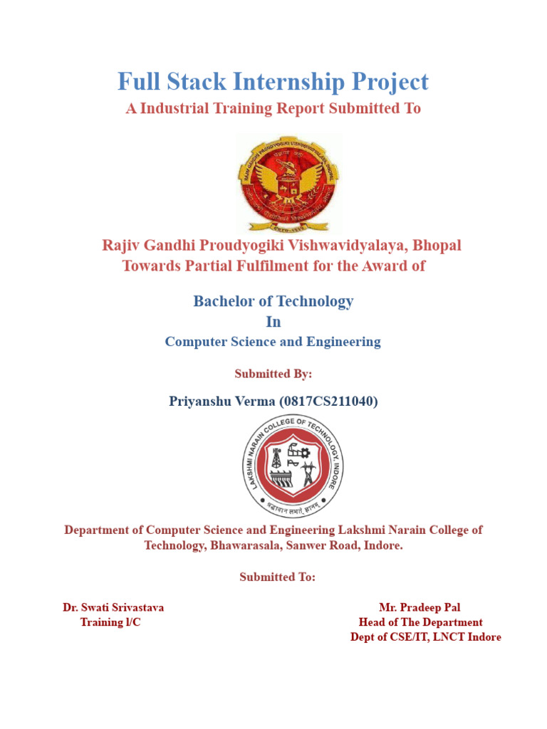 Full Stack Programming Internship Report | PDF | World Wide Web ...