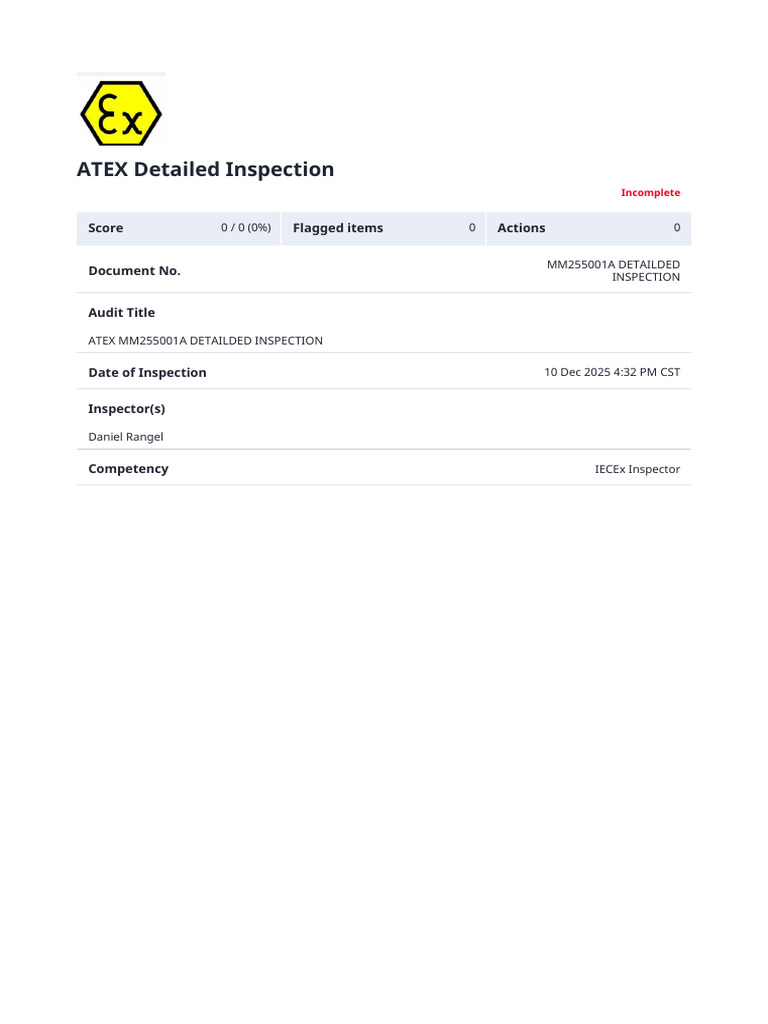ATEX Inspection Report for NPU Container | PDF