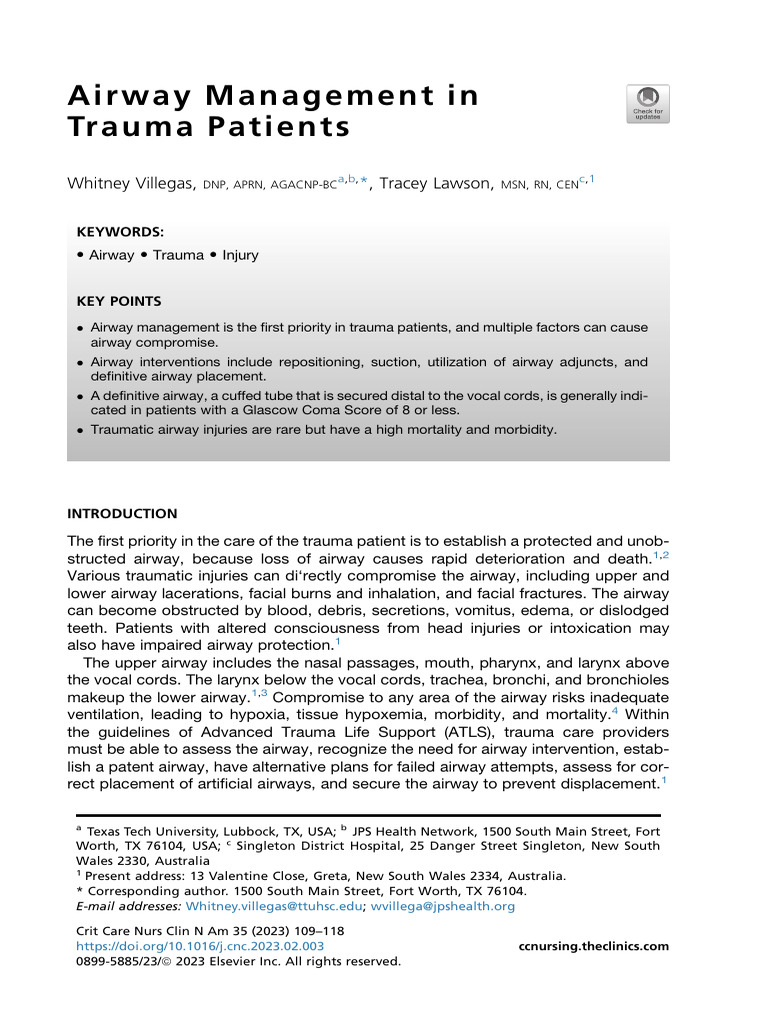 Airway Management in Trauma Care | PDF | Respiratory Tract ...