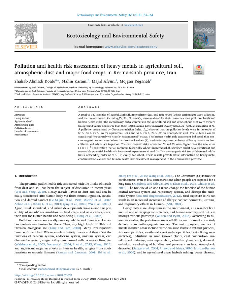 Pollution and Health Risk Assessment of | PDF | Chromium | Particulates