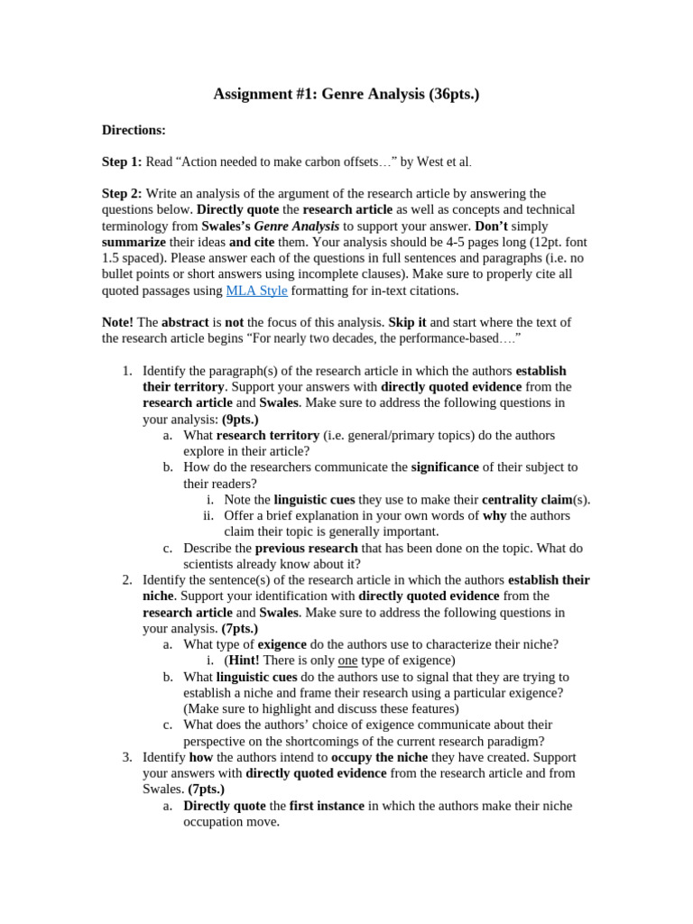 Assignment Sheet 2.0_S24_Genre Analysis (West Et Al.) | PDF | Citation ...