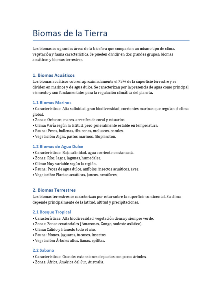 Biomas de La Tierra | PDF | Clima | Entorno natural