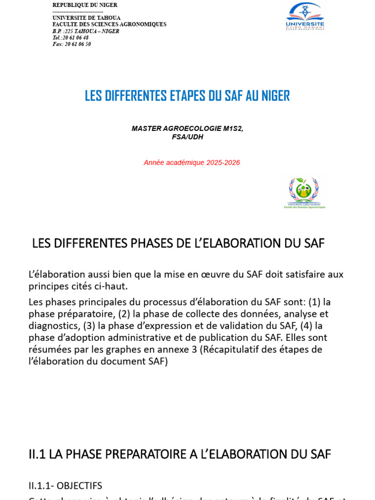 Étapes de l'élaboration du SAF au Niger | PDF | Pastoralisme | Données