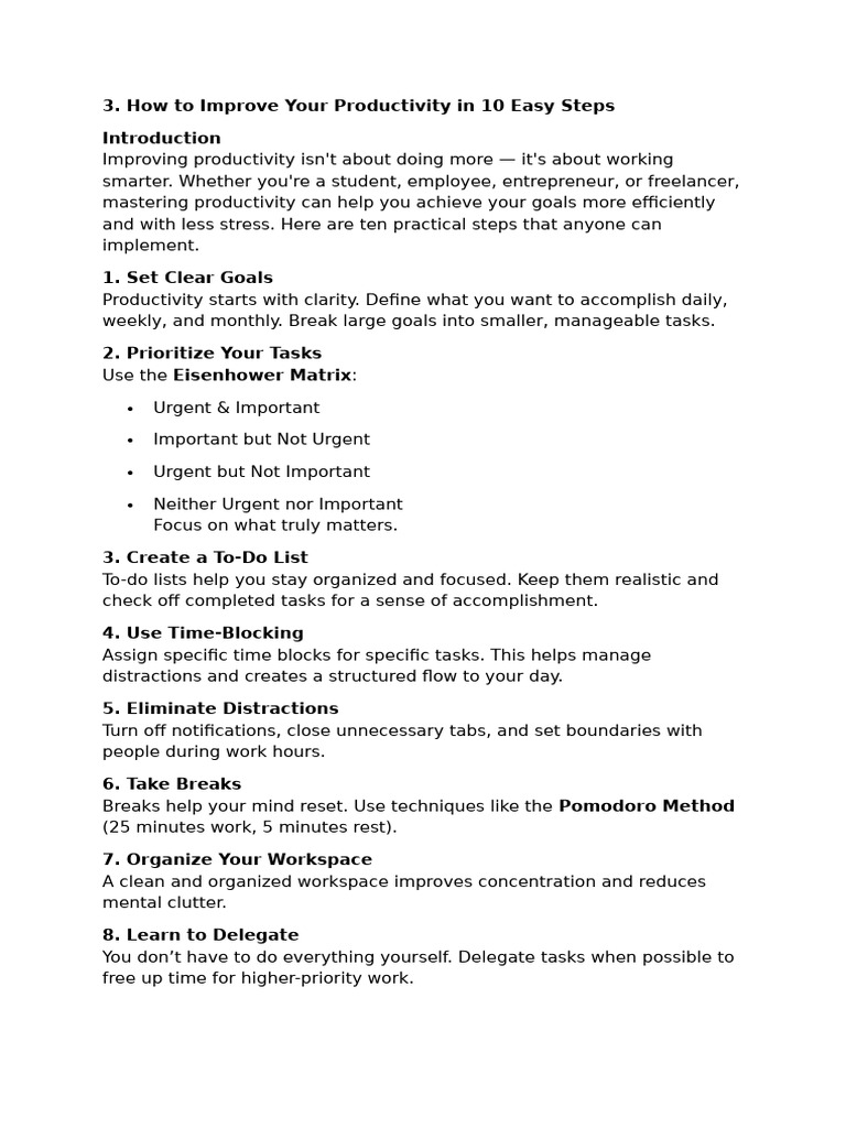 Boost Productivity: 10 Simple Steps | PDF | Time Management ...
