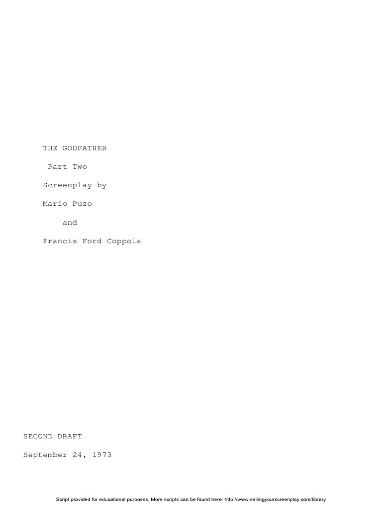 The Godfather Part Two Screenplay | PDF