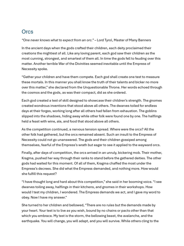 Orc - Tier 1_ Refined Monster example | PDF