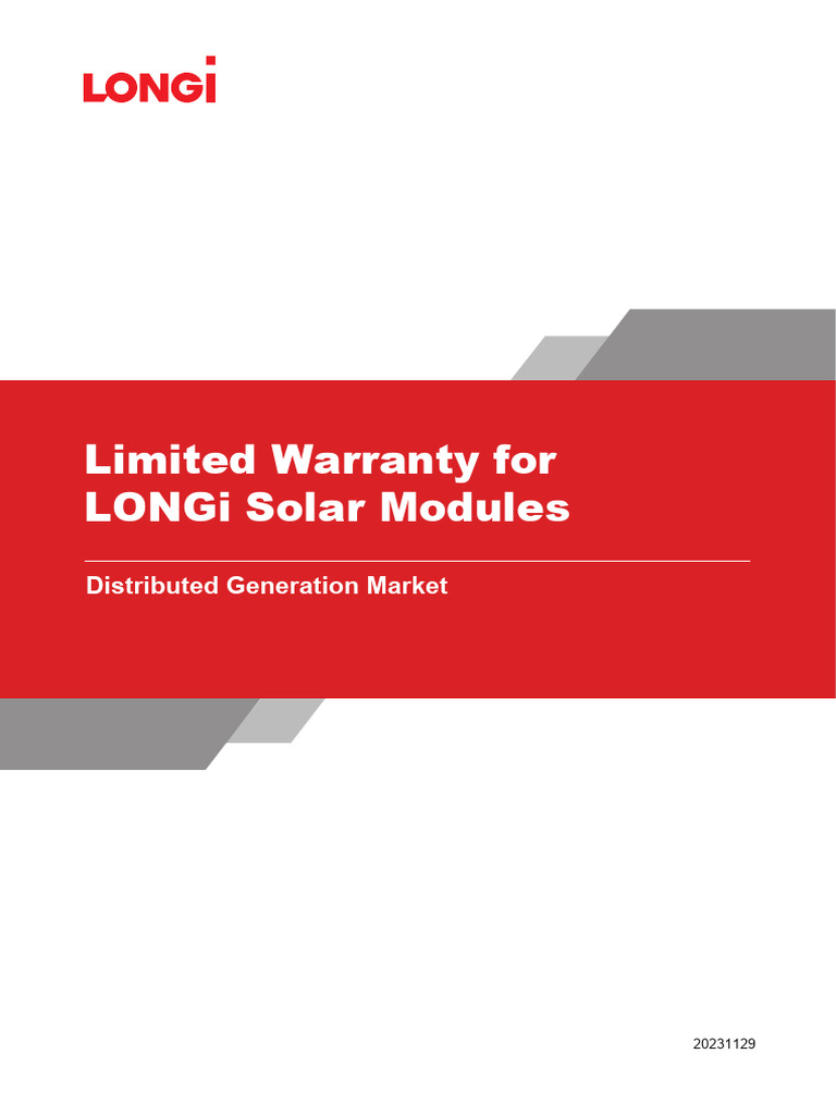 LONGi Solar Modules Limited Warranty Guide | PDF | Legal Liability ...