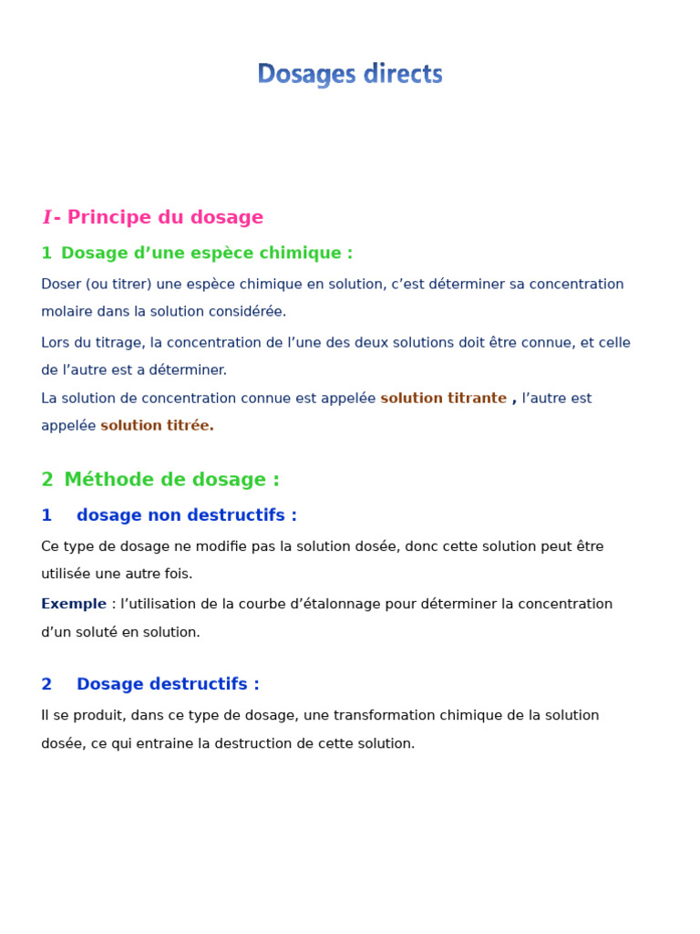 Dosage chimique : principes et méthodes | PDF | Titrage | Chimie
