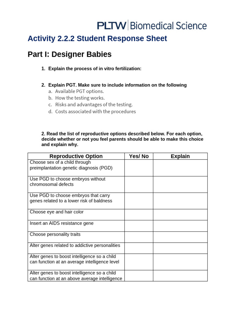 Designer Babies: Ethical Considerations and Options | PDF | Medical ...
