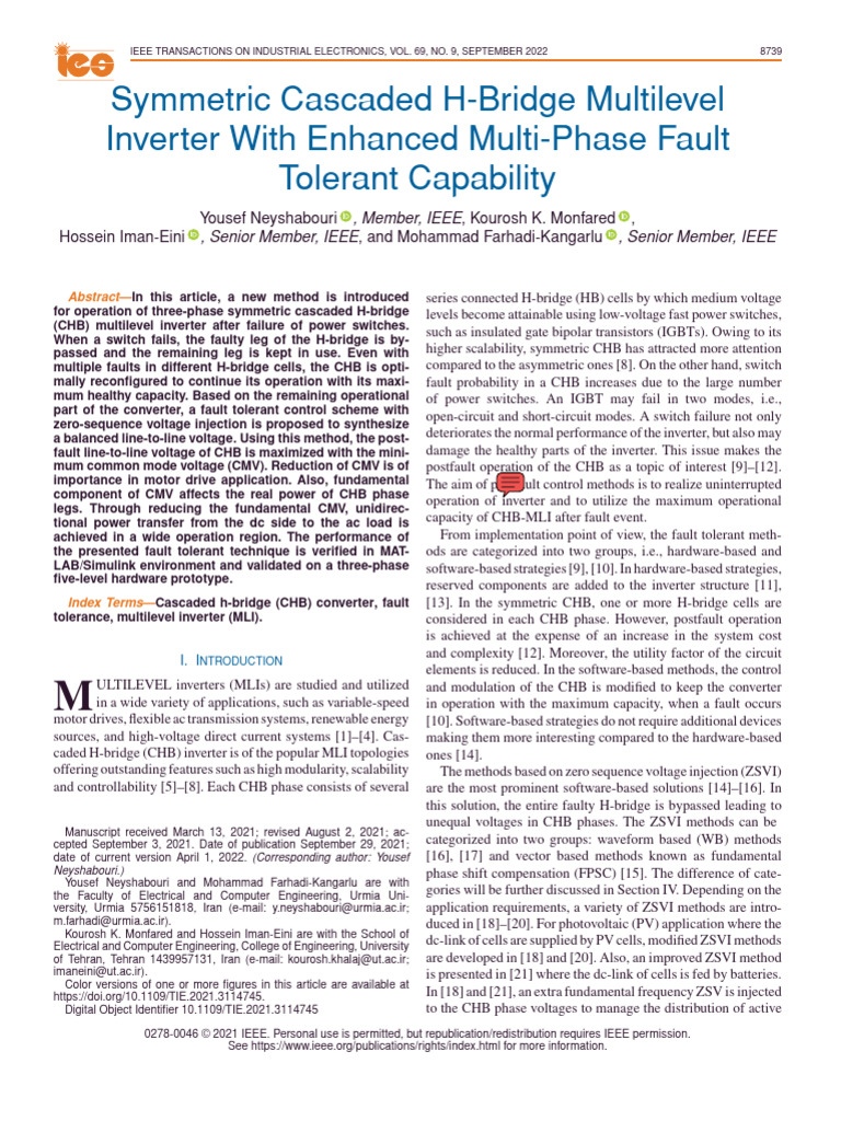 Fault-Tolerant CHB Multilevel Inverter | PDF | Power Inverter | Power ...