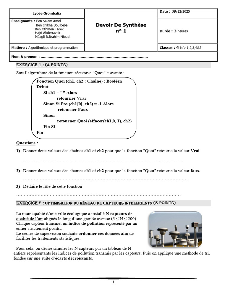 Exercices d'Algorithmique et Programmation | PDF