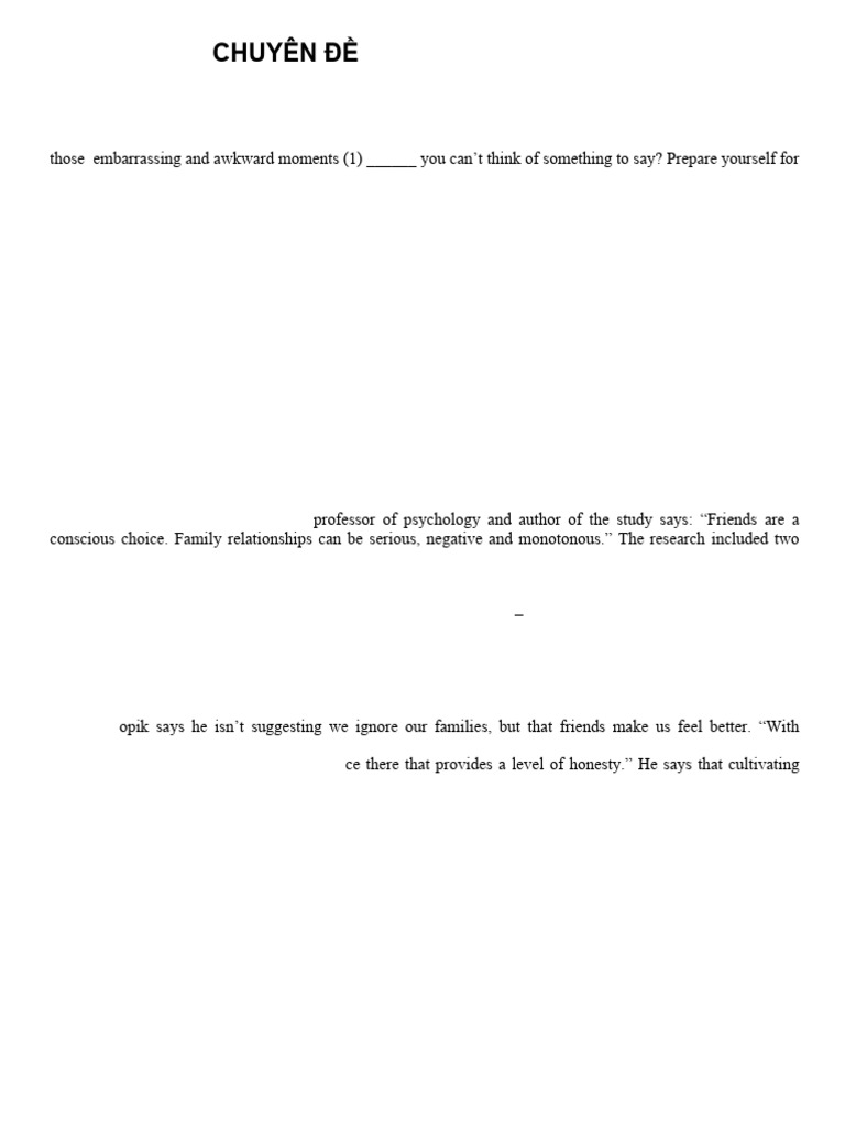 Chuyên Đề: Gap Filling: A. Practice Test | PDF | Mars | Biodiversity