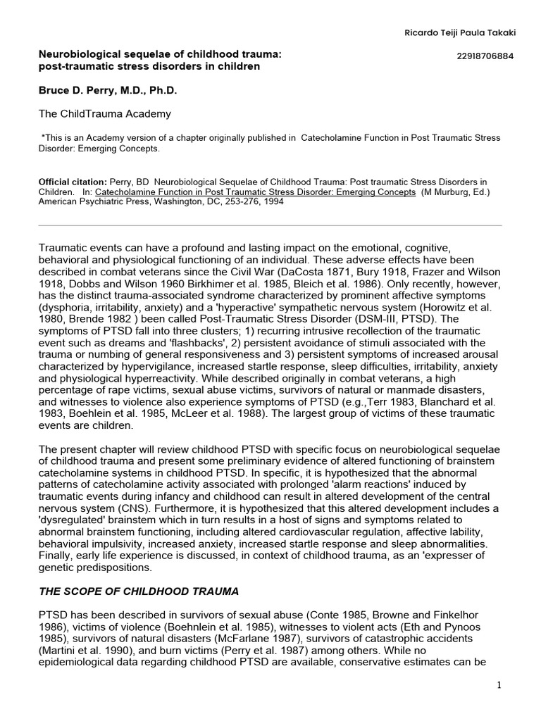 Childhood Trauma and PTSD Insights | PDF | Psychological Trauma ...
