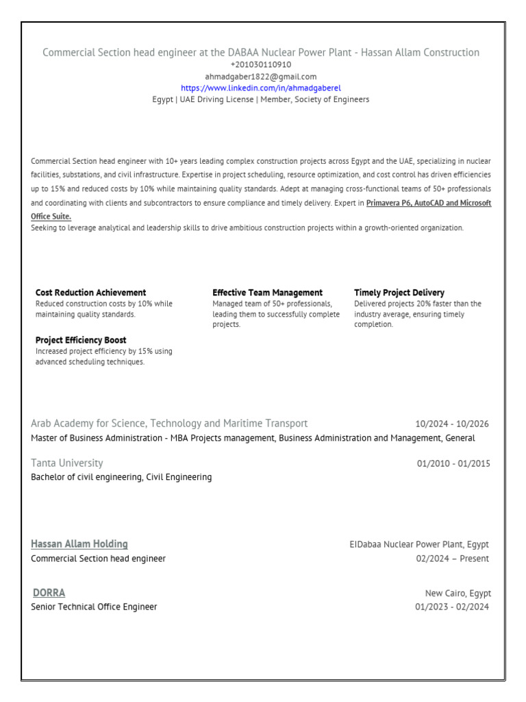 Commercial Engineer in Nuclear Projects | PDF | United Arab Emirates ...