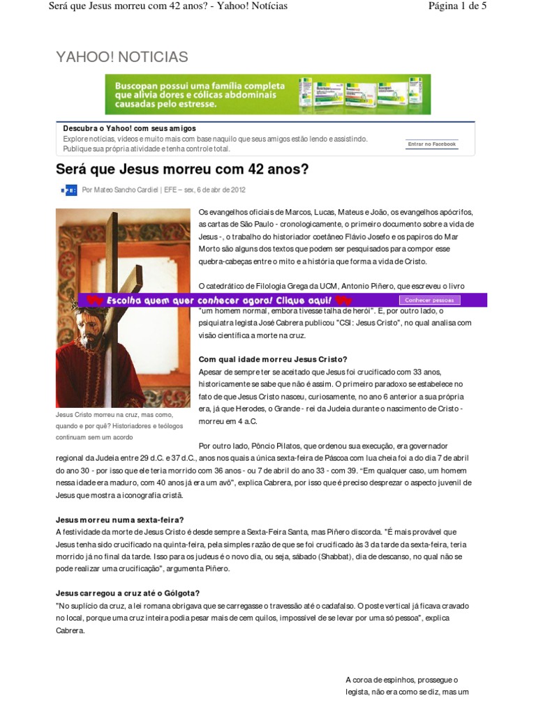 Será Que Jesus Morreu Com 42 Anos PDF Crucificação Jesus