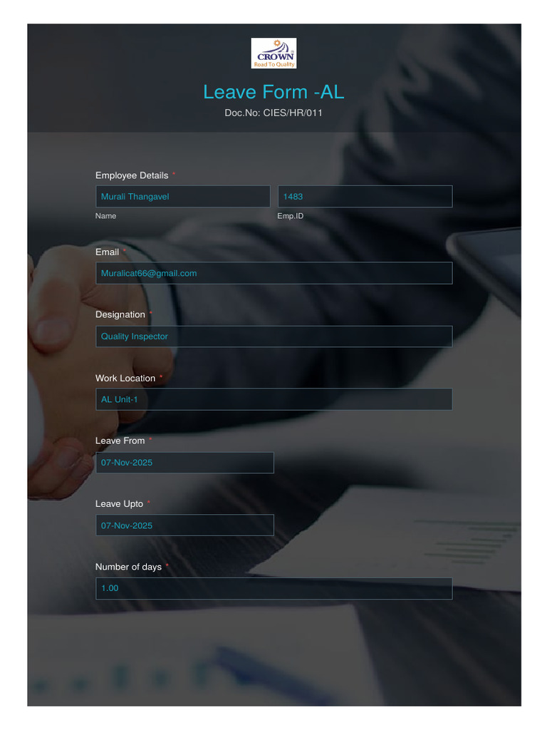 Leave Application Form for AL Unit | PDF