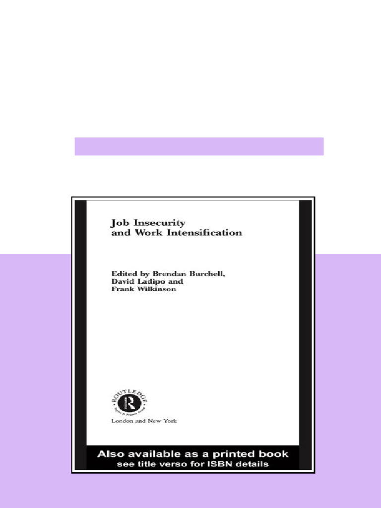 (Ebook) Job Insecurity and Work Intensification by Brendan Burchell ...