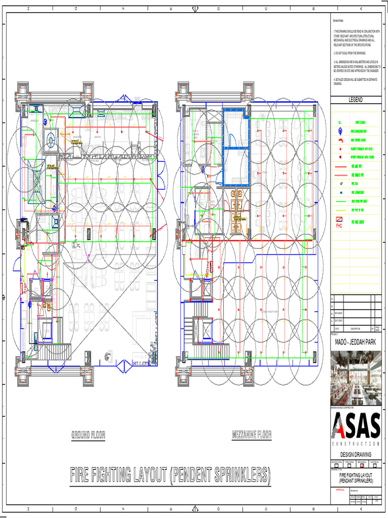 Jeddah Park Fire Fighting Layout Drawing | PDF