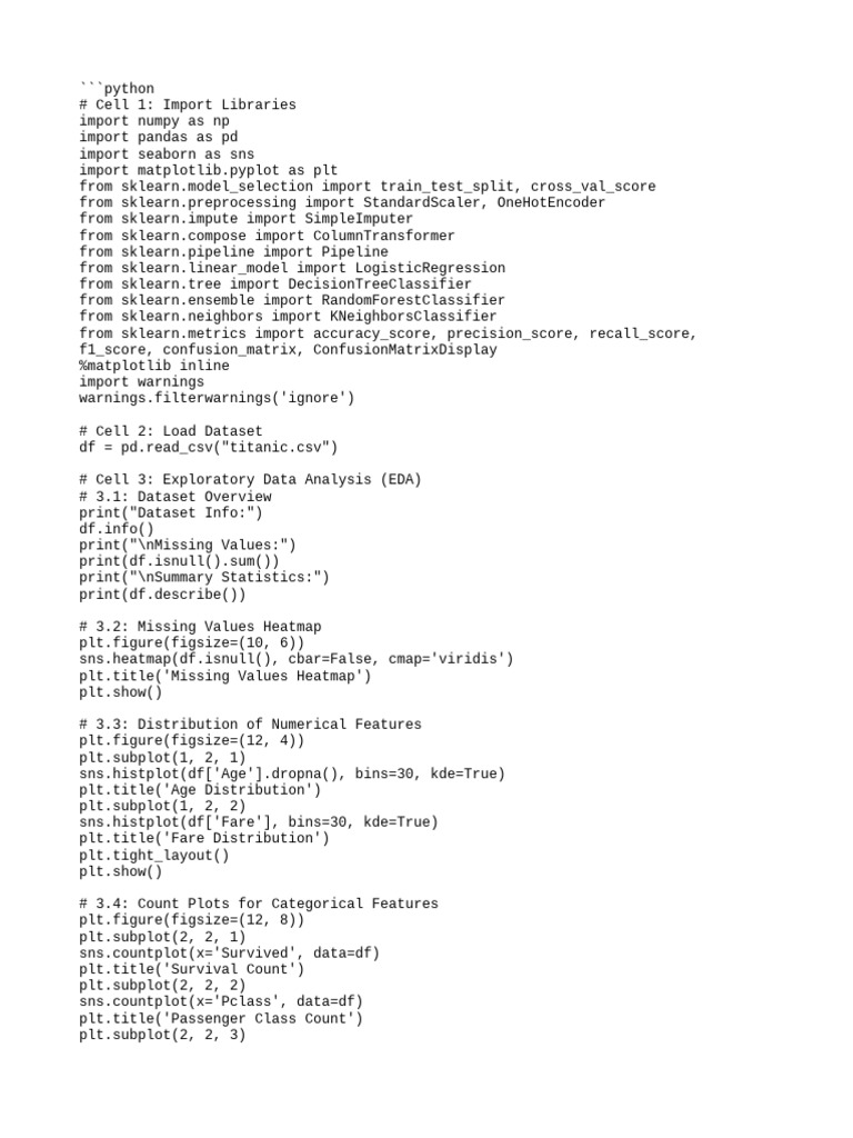 Titanic Survival Analysis with ML Models | PDF | Accuracy And Precision ...