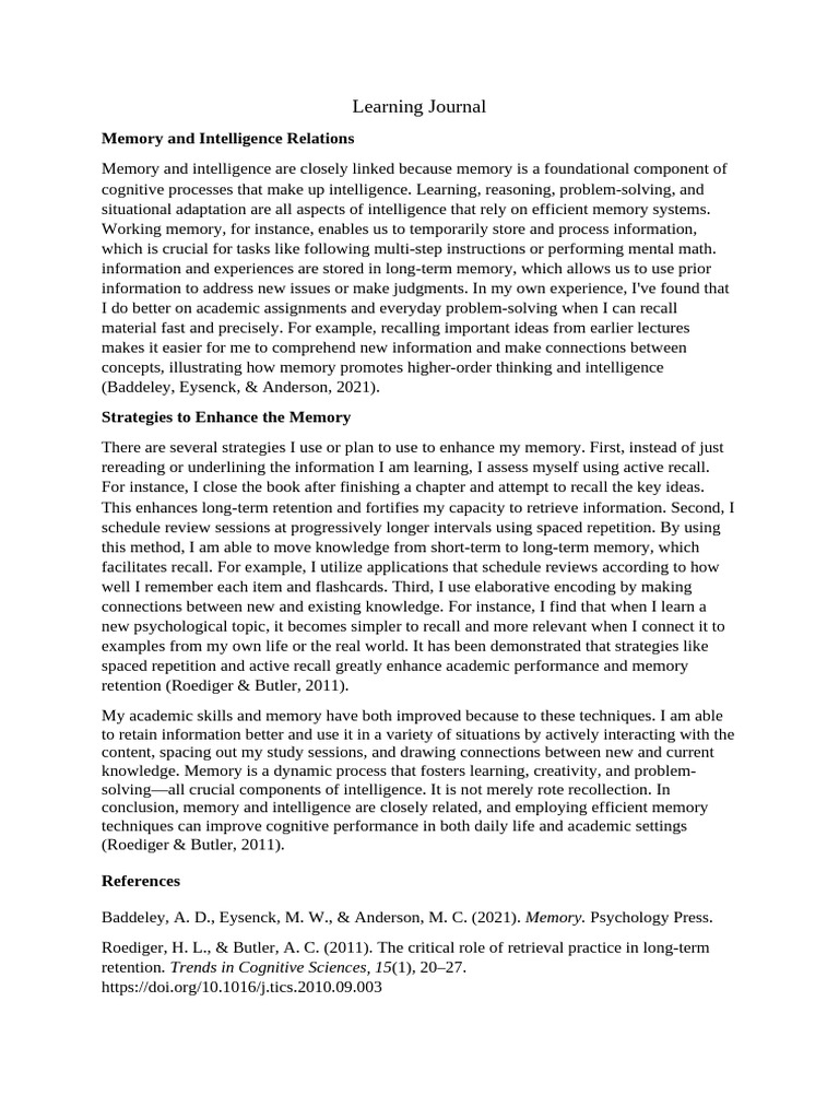 Enhancing Memory for Better Intelligence | PDF | Memory | Recall (Memory)