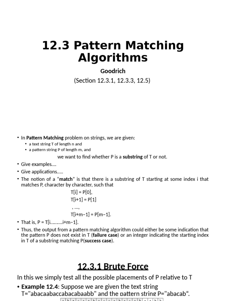 Pattern Matching Algorithms Overview | PDF | Search Engine Indexing ...
