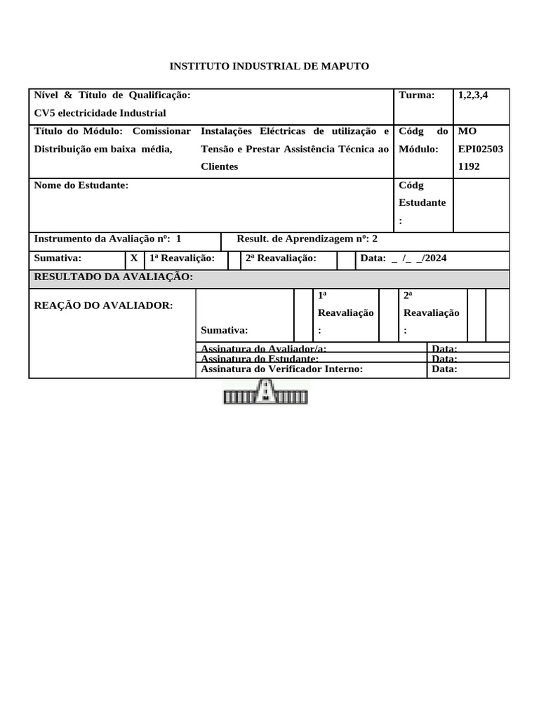 Avaliação CV5 em Eletricidade Industrial | PDF