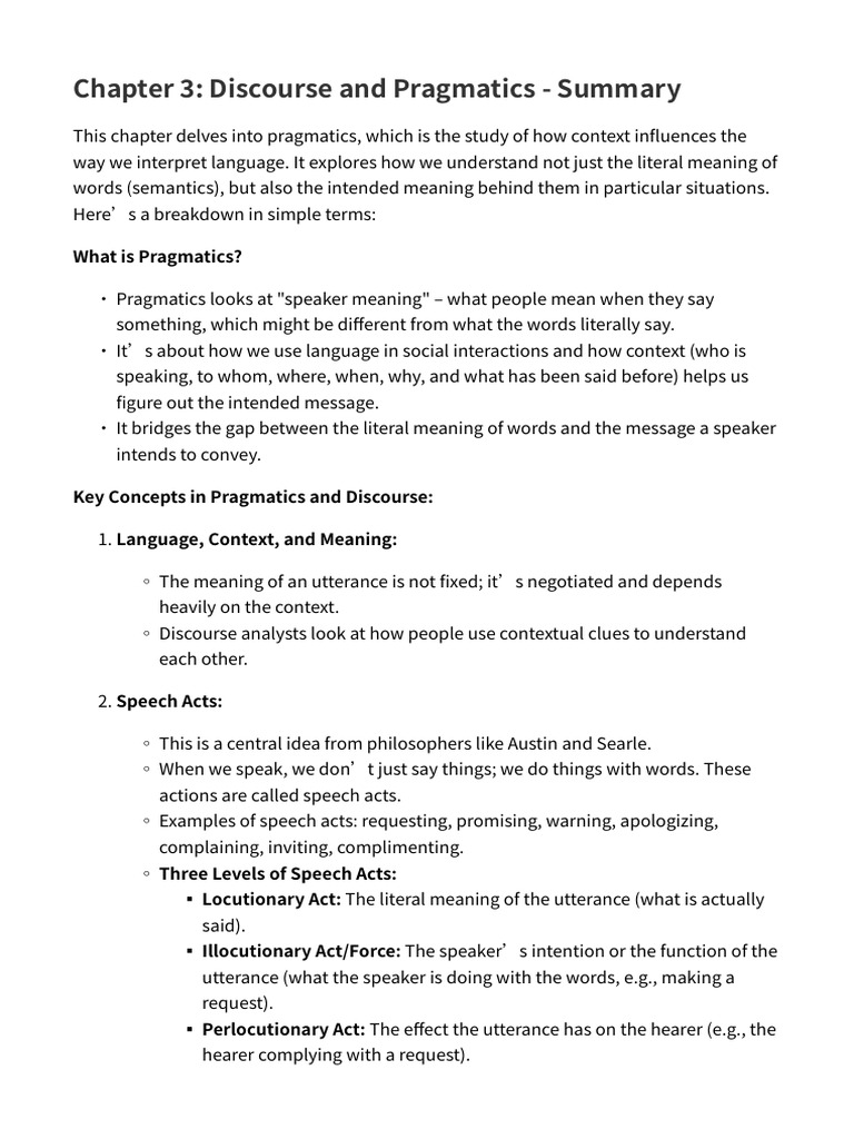 Understanding Pragmatics and Discourse | PDF | Communication | Linguistics