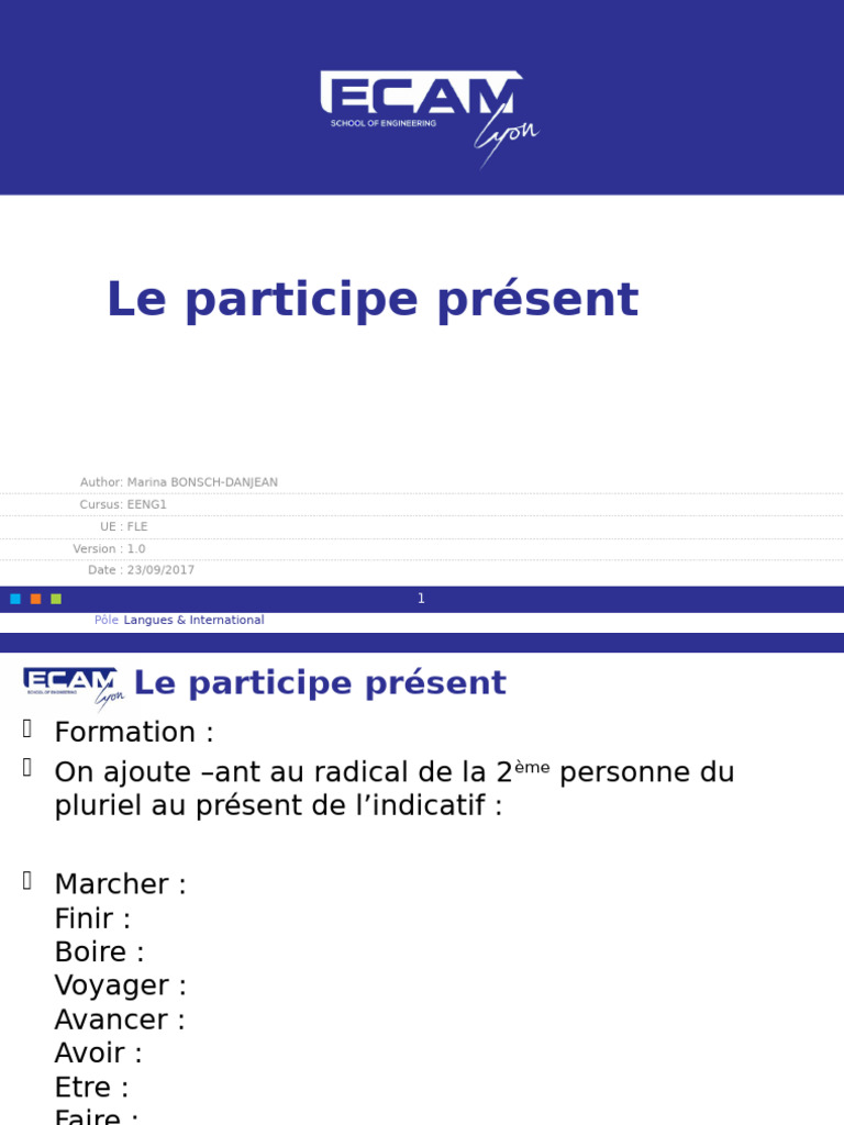 Comprendre le participe présent en français | PDF | Verbe | Mécanique ...