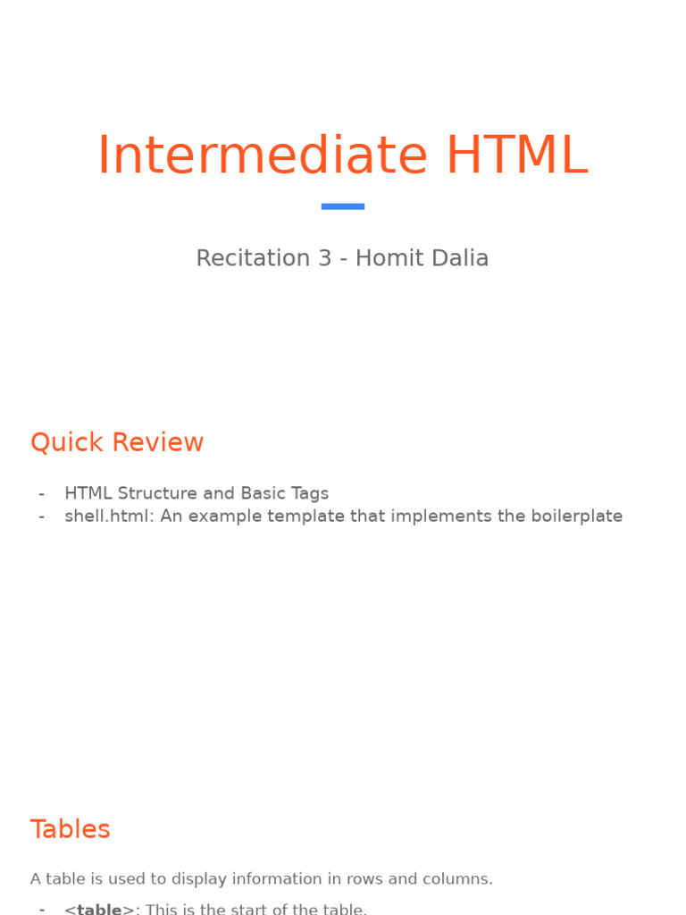 Intermediate HTML Guide: Structure & Tags | PDF