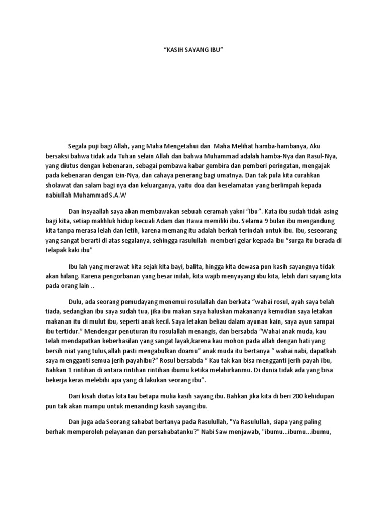 Contoh Soal Pendidikan Contoh Ceramah Tentang Ibu