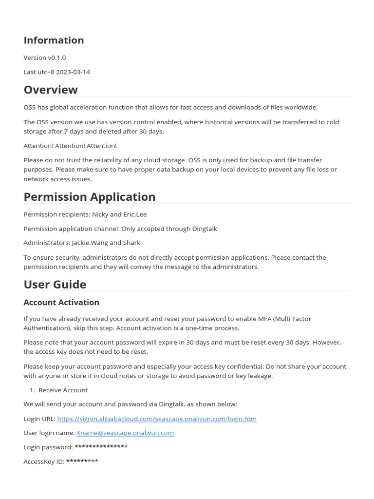 OSS User Guide and Security Protocols | PDF | Password | Login