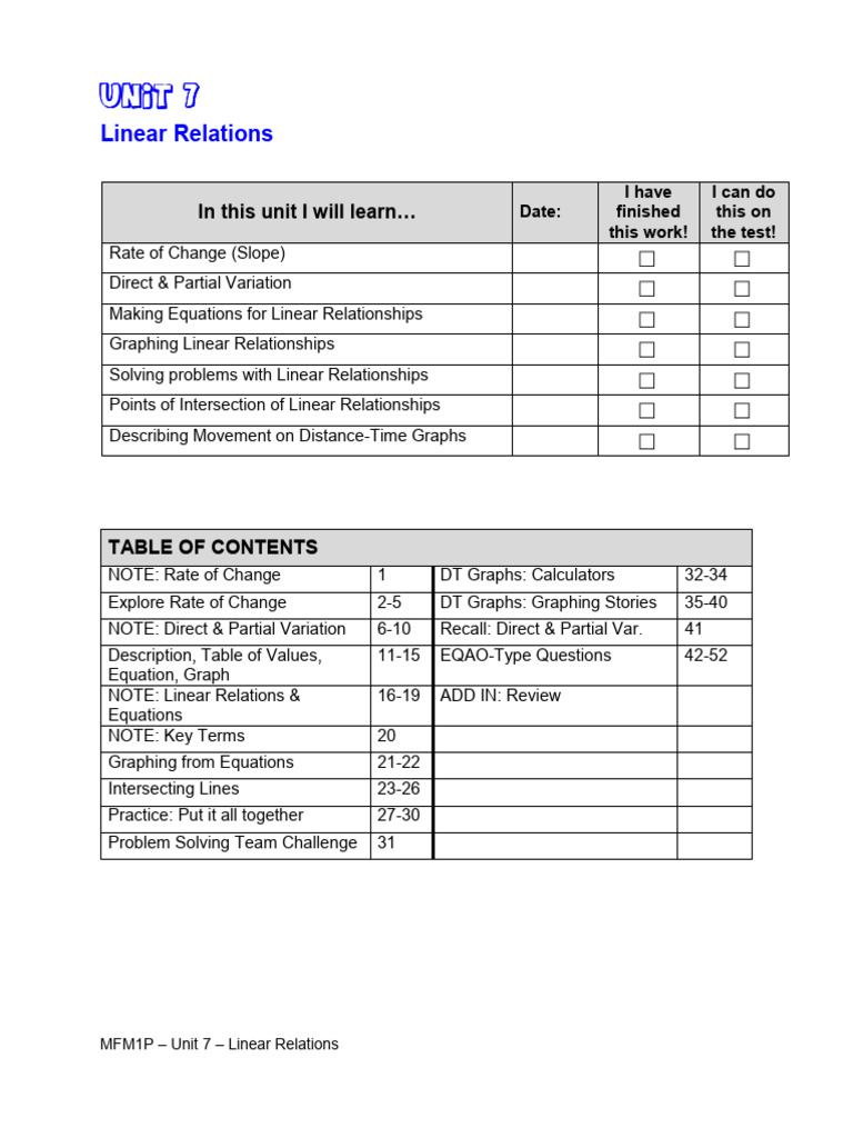 Linear Relations: Understanding Slope & Variations | PDF | Linearity ...