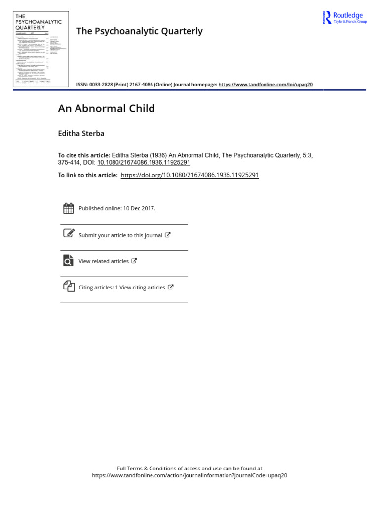 Psychoanalysis of an Abnormal Child | PDF | Psychoanalysis | Neurosis