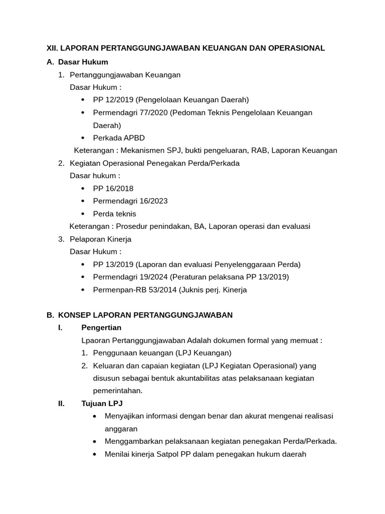 Laporan Pertanggungjawaban Keuangan dan Operasional …