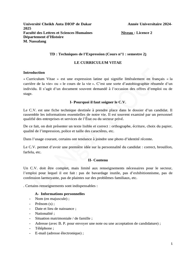 Guide pour rédiger un CV efficace | PDF