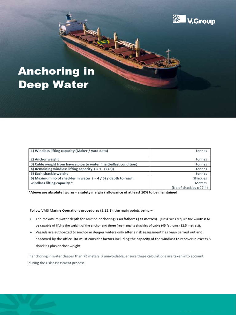 Deep Water Anchoring Guidelines | PDF