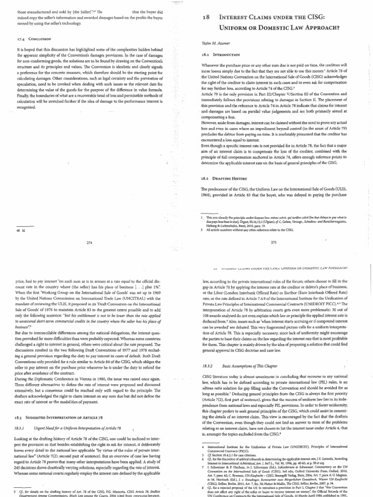 CISG Article 78: Interest Claims Explained | PDF | Interest | Damages