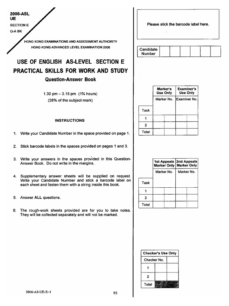 AL UE 06 Section E Q & Data File 1 | PDF