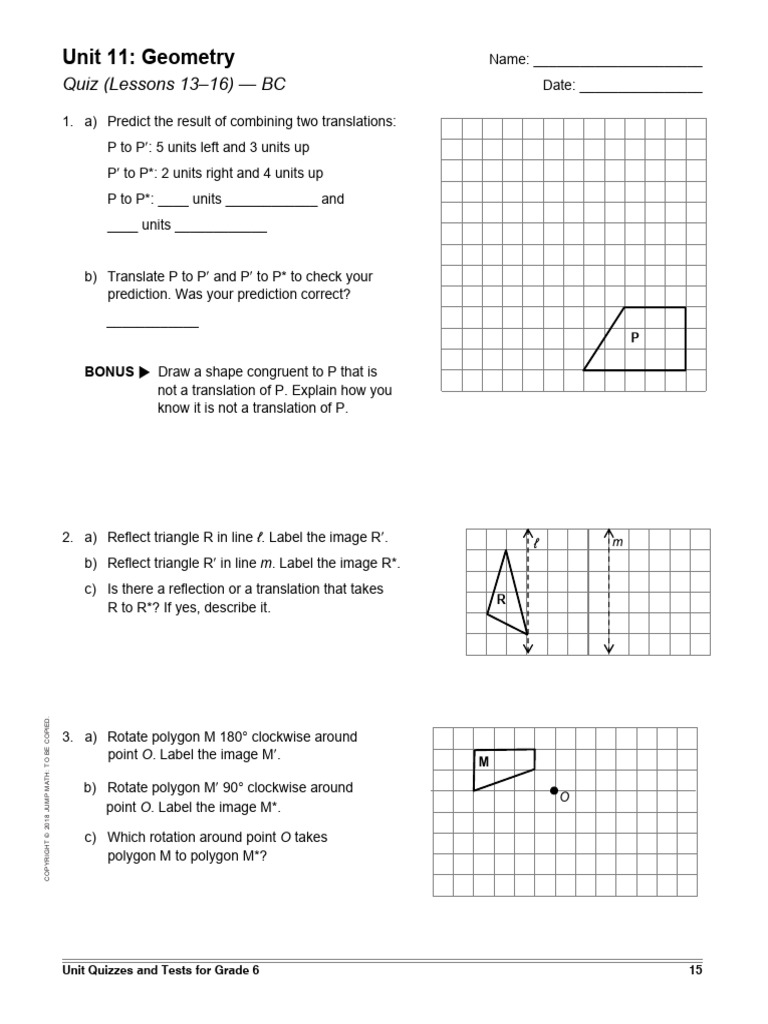 Grade 6 Geometry Quiz & Test Guide | PDF | Shape | Rectangle