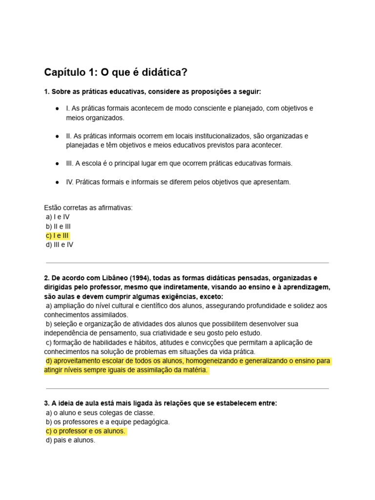 Didática: Fundamentos e Práticas Educativas | PDF | Pedagogia | Aprendizado