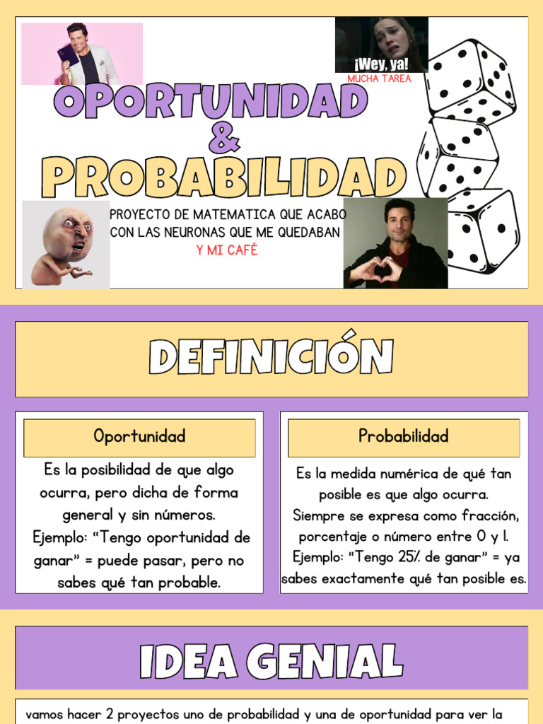 Chance and Probability Mathematics Presentation in Purple Yellow Dice ...