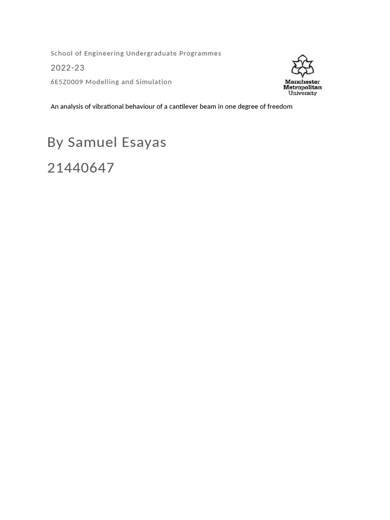 Cantilever Beam Vibration Analysis | PDF | Normal Mode | Damping