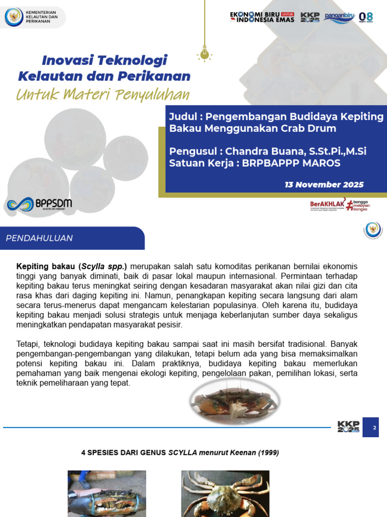 Budidaya Kepiting Bakau dengan Crab Drum | PDF