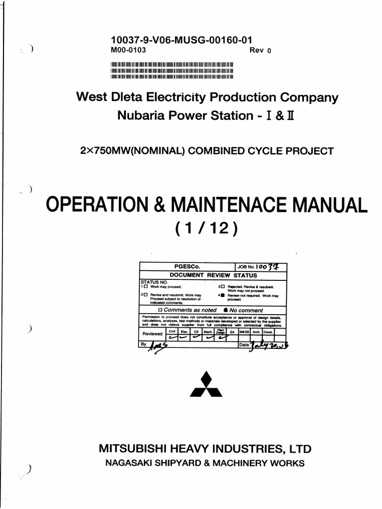 Operation &maintenace Manual 01 of 12 | PDF