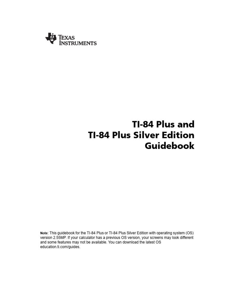 TI-84 Plus Guidebook: OS 2.55MP | PDF | Keyboard Shortcut | Menu ...
