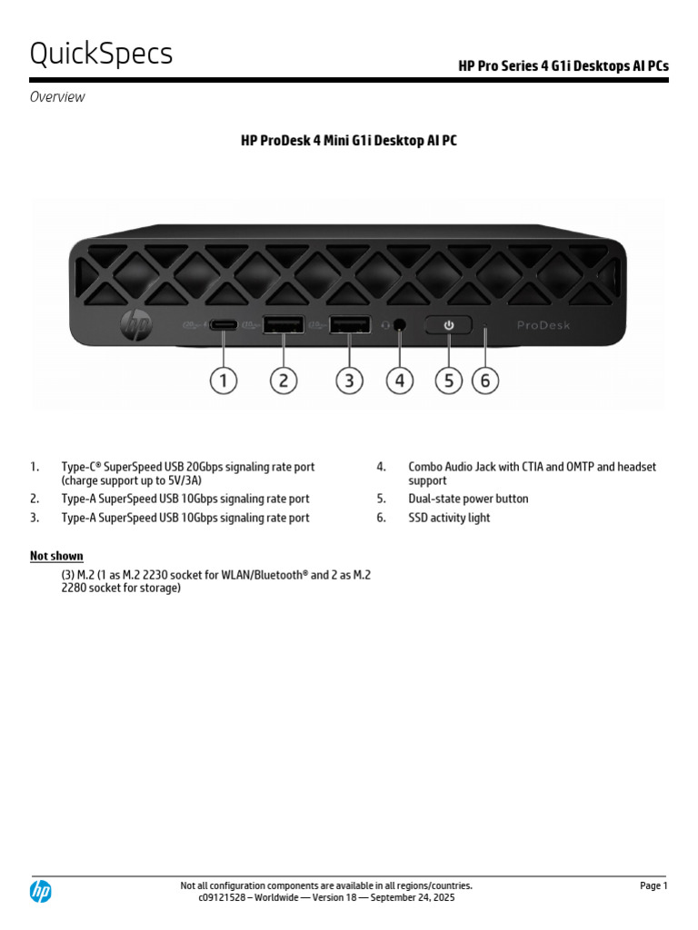 HP Pro Series 4 G1i Desktop AI PCs Overview | PDF | Usb | Solid State Drive