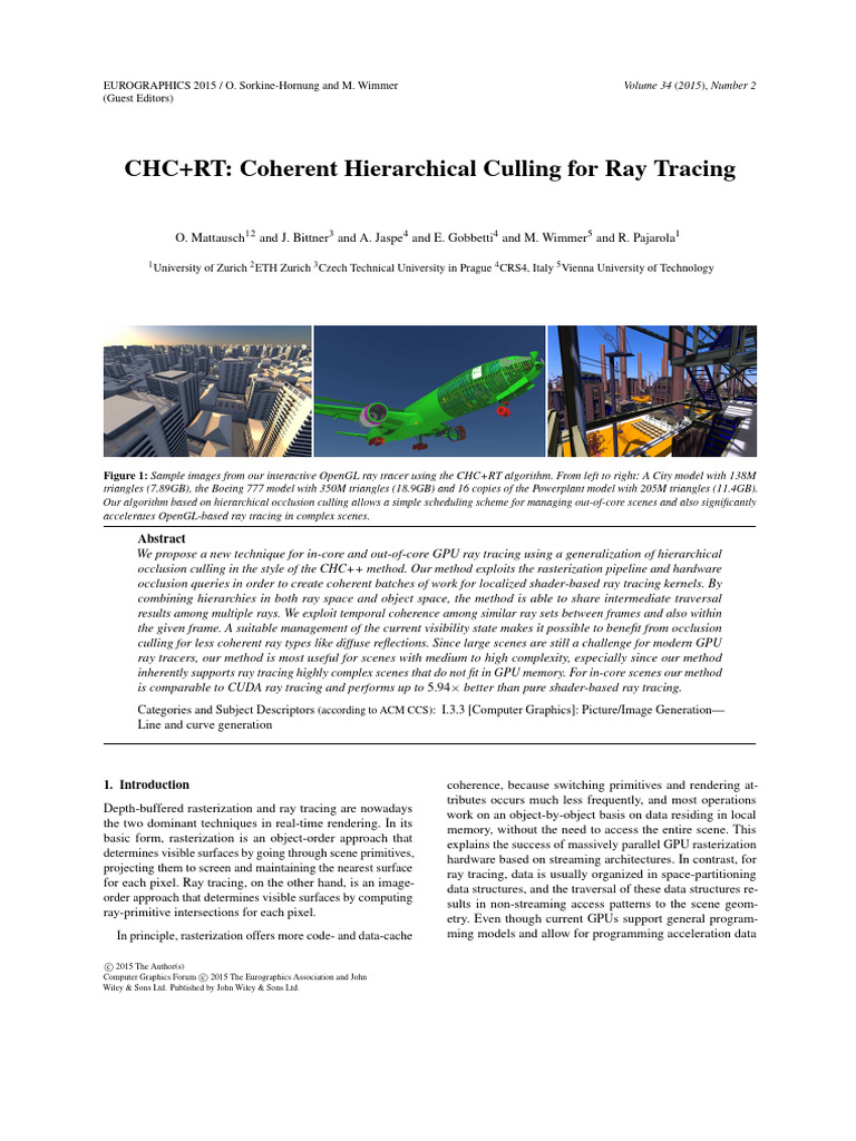 Coherent Hierarchical Culling for Ray Tracing | PDF | Rendering ...