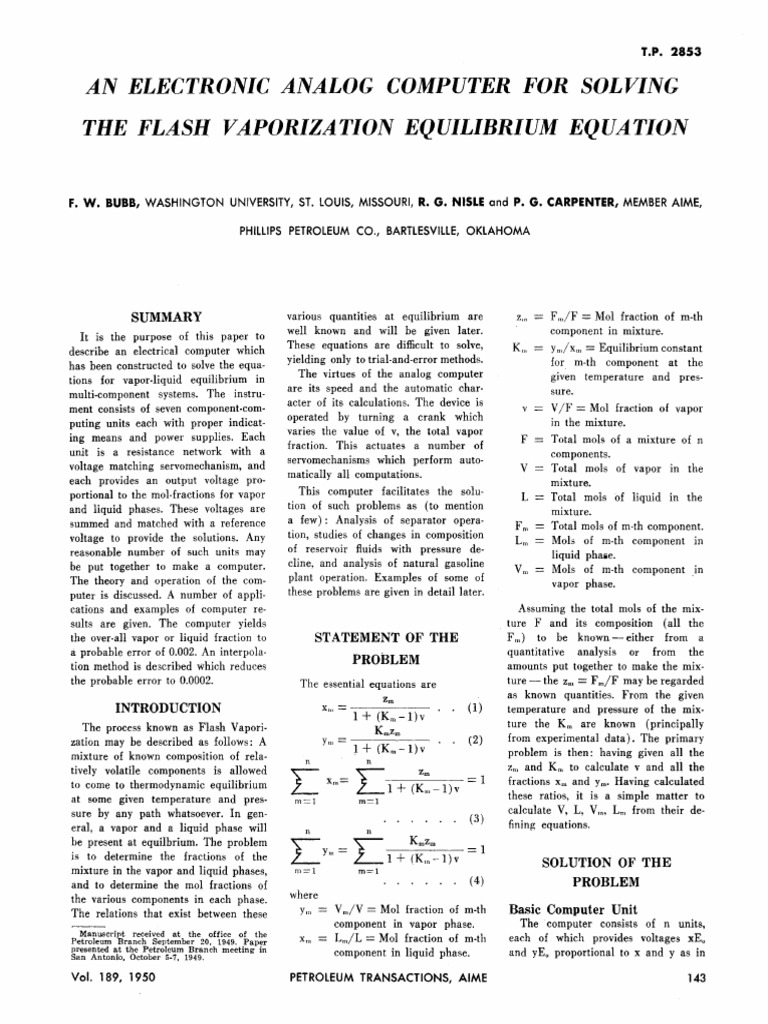 SPE 950143 G Flash Bubb (Phillips) | PDF | Physical Sciences | Chemistry