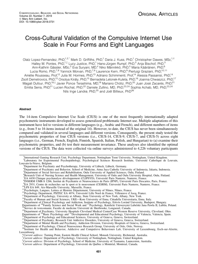 Cross-Cultural Validation of CIUS Scale | PDF | Factor Analysis ...